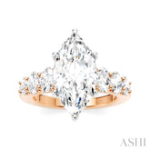 1 1/4 Ctw Marquise Shape Oval and Round Cut Diamond Semi-Mount Engagement Ring in 14K Rose and White Gold
